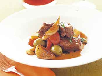 beef with almonds and olives